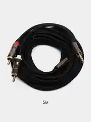 Тёмно-коричневый аудио кабель AUX тюльпаны 3.5 мм RCA 2 (папа) - 3.5 Jack (папа), от 1м и до 20м