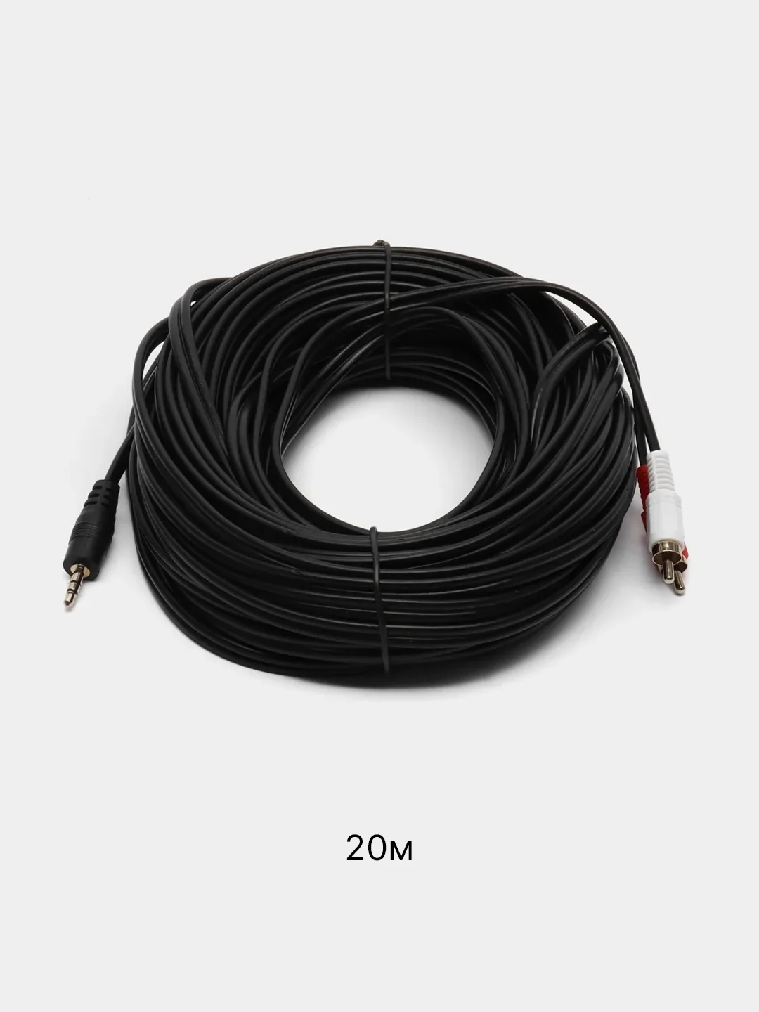 Хром аудио кабель AUX тюльпаны 3.5 мм RCA 2 (папа) - 3.5 Jack (папа), от 1м и до 20м