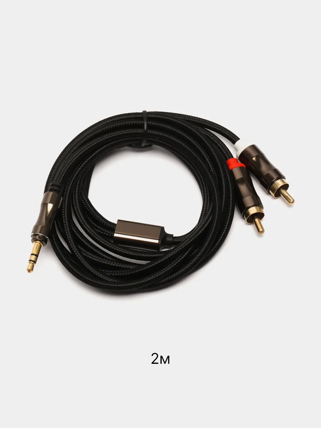 Коричневый аудио кабель AUX тюльпаны 3.5 мм RCA 2 (папа) - 3.5 Jack (папа), от 1м и до 20м