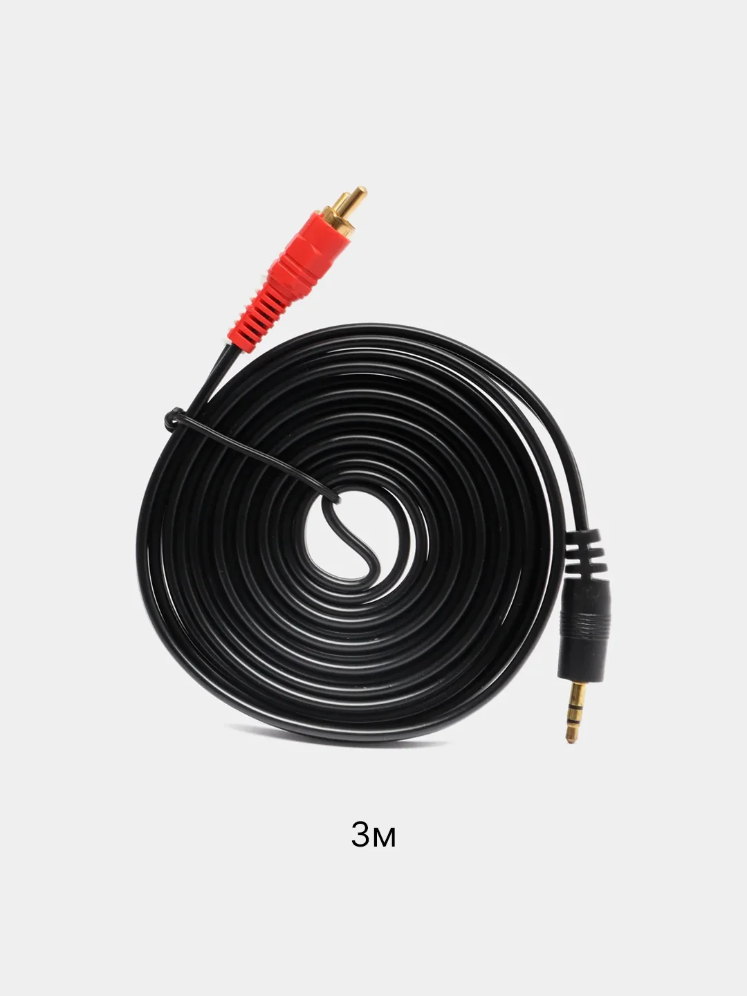 Угольный аудио кабель AUX тюльпаны 3.5 мм RCA 2 (папа) - 3.5 Jack (папа), от 1м и до 20м