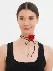 Красный украшение на шею чокер "Цветок" из атласных лент