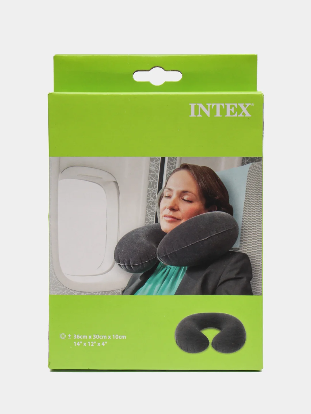 Синий подушка надувная дорожная, Intex, 36х30х10 см