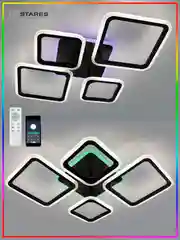 Черный управляемая потолочная люстра светодиодная с пультом Estares Oval RGB 75W ,до 20 кв.м