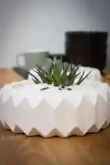 Кашпо "Грани" белое для живых растений, кактусов и суккулентов