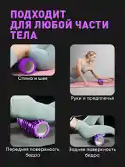 Фиолетовый ролик массажный Shark Fit, валик для спины мфр, 33 см
