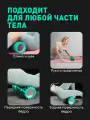 Бирюзовый ролик массажный Shark Fit, валик для спины мфр, 33 см