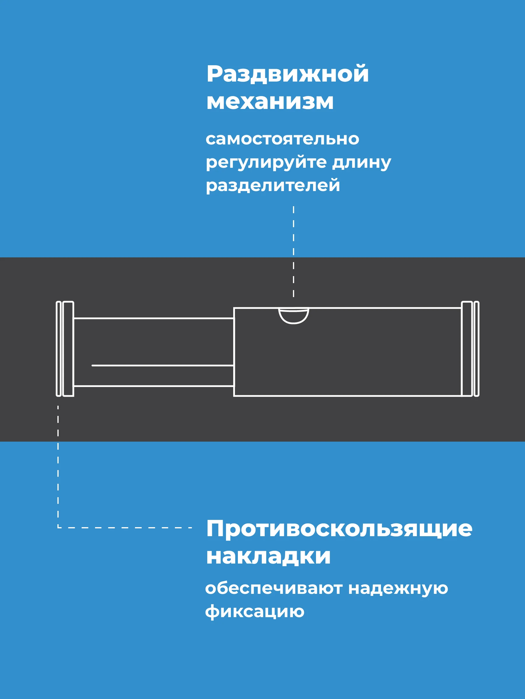 Разделители для ящиков Birdhouse, перегородки в ящик раздвижные, 2 шт