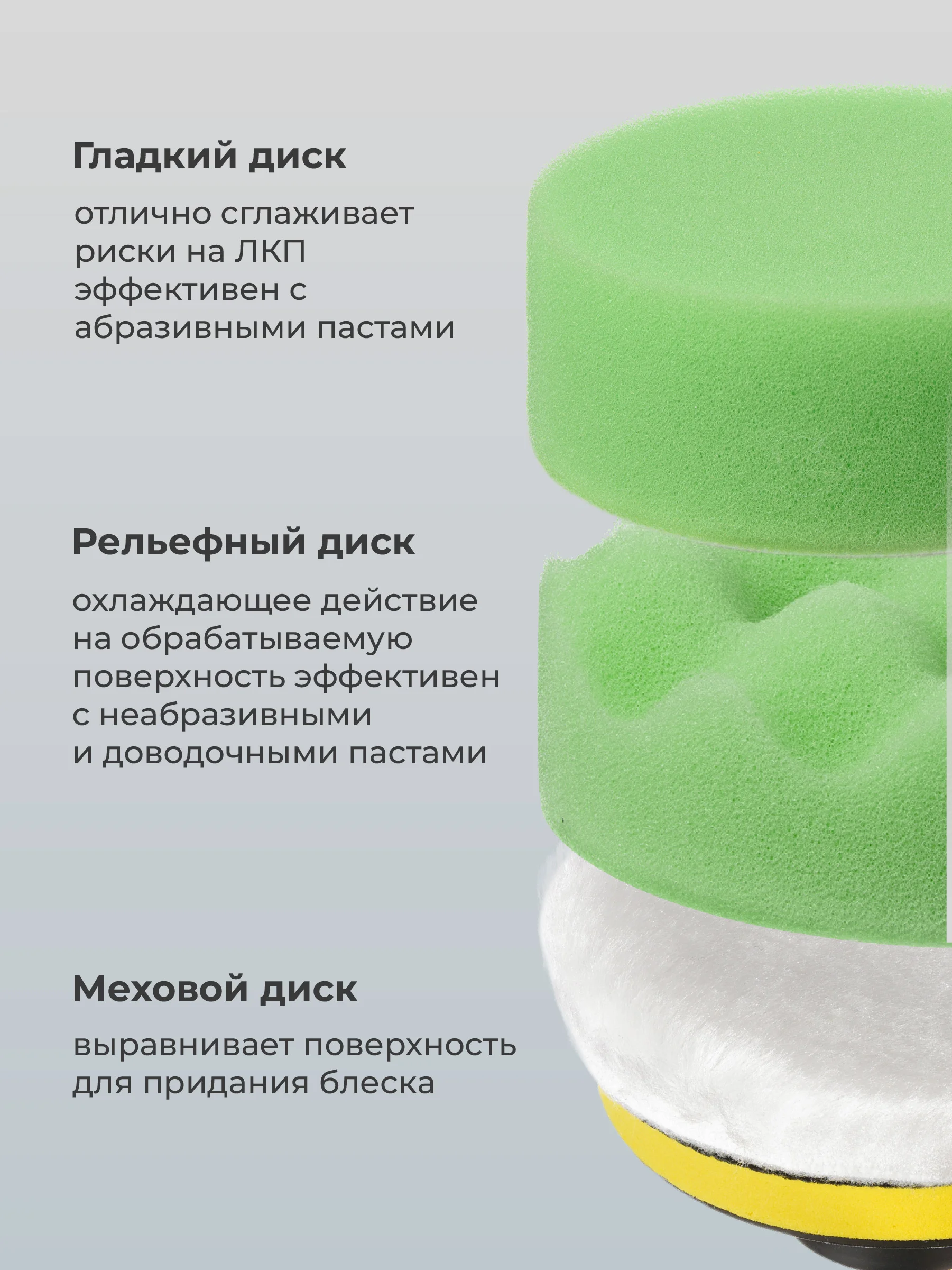 Полировальные круги Flex Drive, для полировки авто на липучке, набор 4 шт