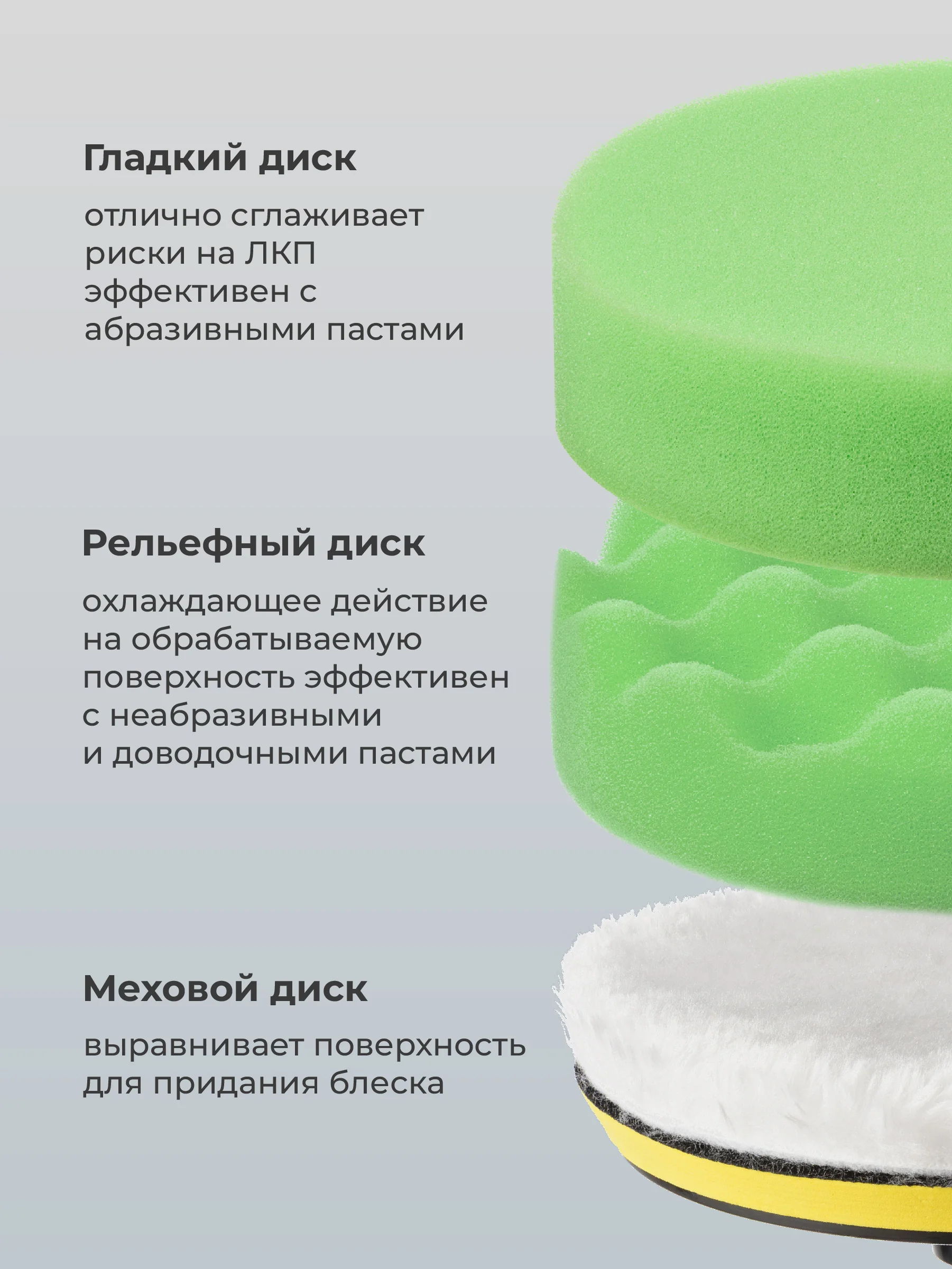 Полировальные круги Flex Drive, для полировки авто на липучке, набор 4 шт