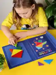 Розовый танграм магнитный с заданиями для детей Kids Zone, головоломка детская tangram