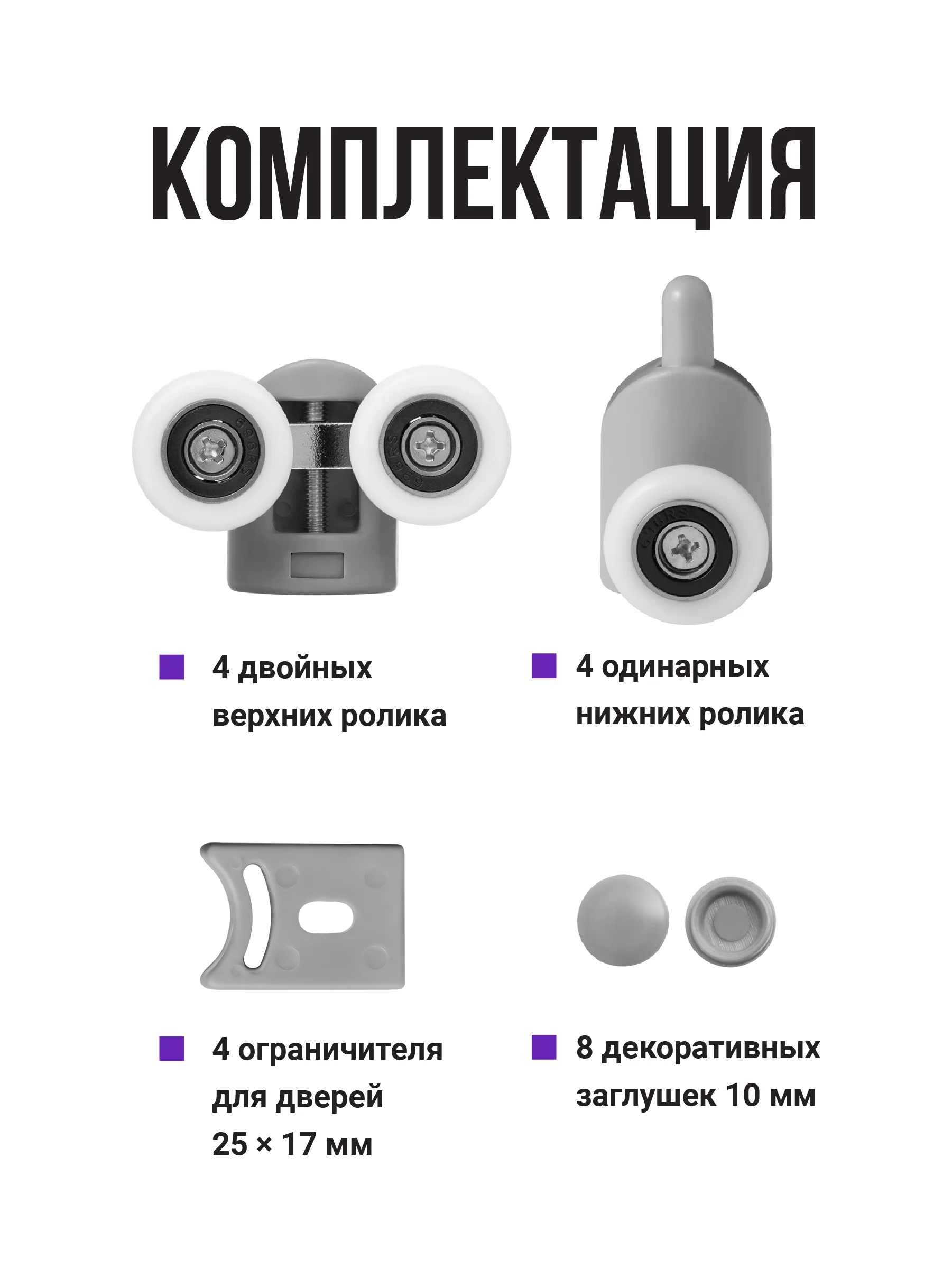 Ролики для душевой кабины Birdhouse, набор 8 шт