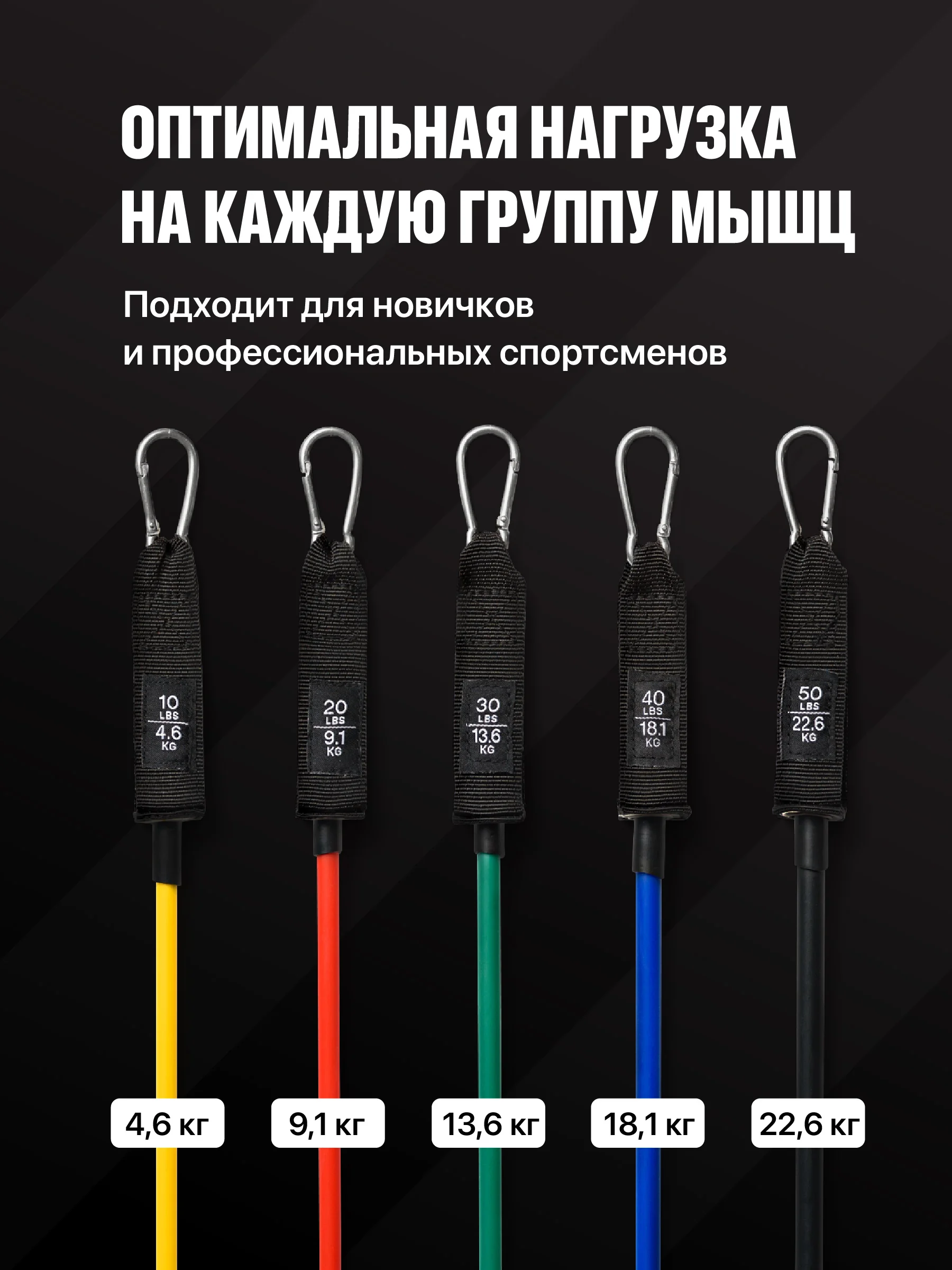 Эспандеры для фитнеса Shark Fit, трубчатые эспандеры 11 предметов