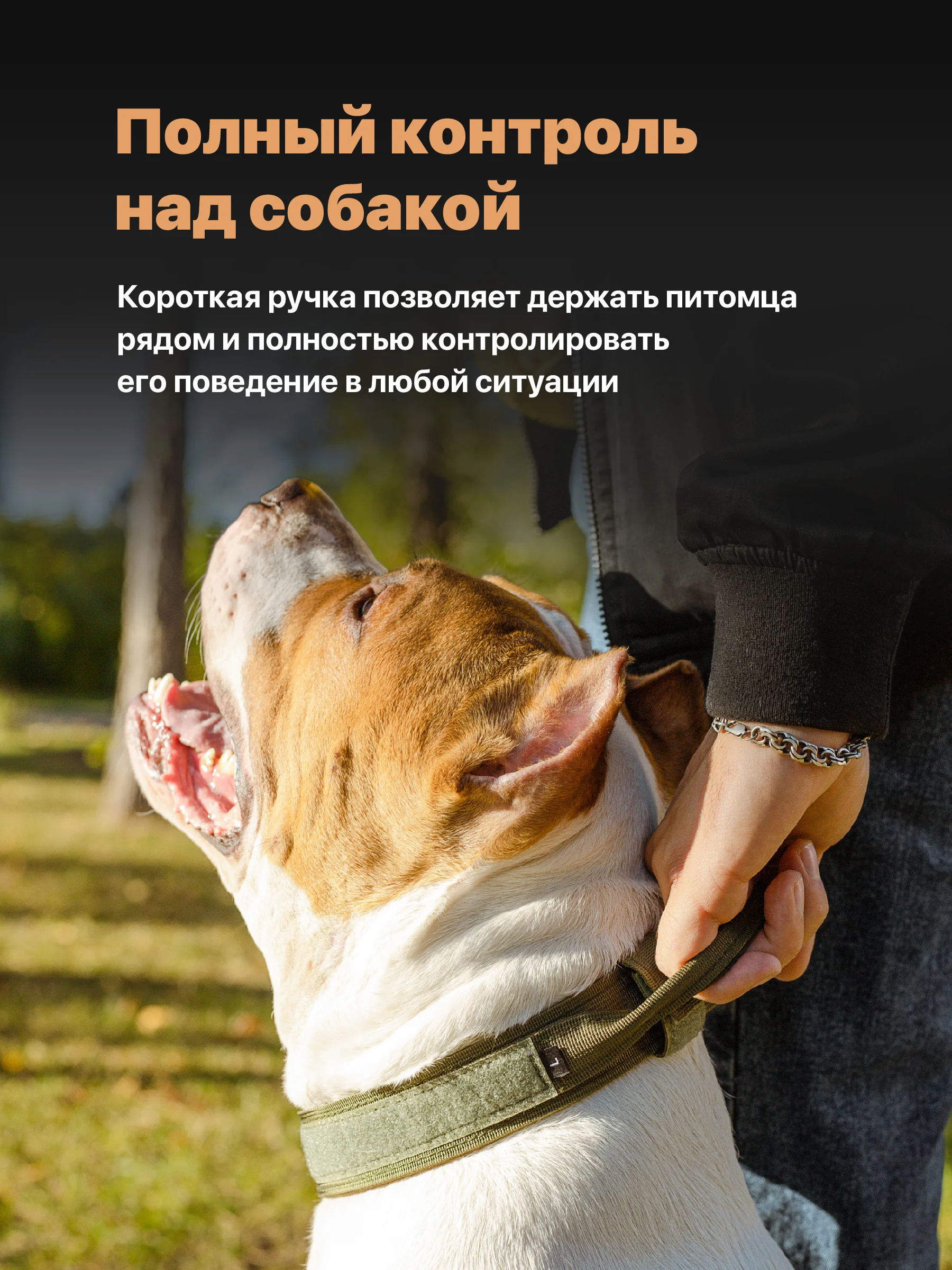 Хаки ошейник для собак SSY, для крупных и средних пород с ручкой
