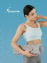 Серый ролик массажный, для спины и фитнеса, Shark Fit, МФР, 45 см