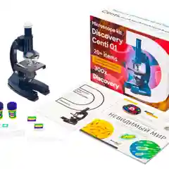 Микроскоп Levenhuk Discovery Centi 01 с книгой, для детей с 5 лет, увеличение до 300 крат