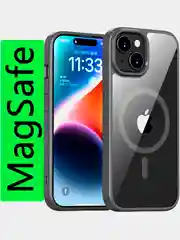 Серый меланж прозрачный чехол для Apple iPhone 15 / iPhone 15 Plus с силиконовым кантом Crystal Case