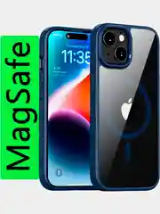 Синий меланж прозрачный чехол для Apple iPhone 15 / iPhone 15 Plus с силиконовым кантом Crystal Case