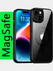Угольный прозрачный чехол для Apple iPhone 15 / iPhone 15 Plus с силиконовым кантом Crystal Case