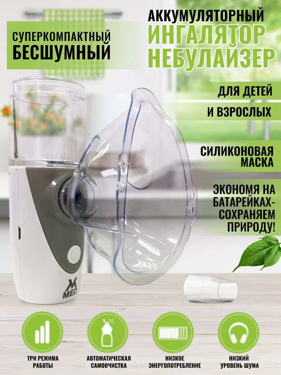 Ингалятор-небулайзер MESH с силиконовыми масками, для взрослых и детей MVMED