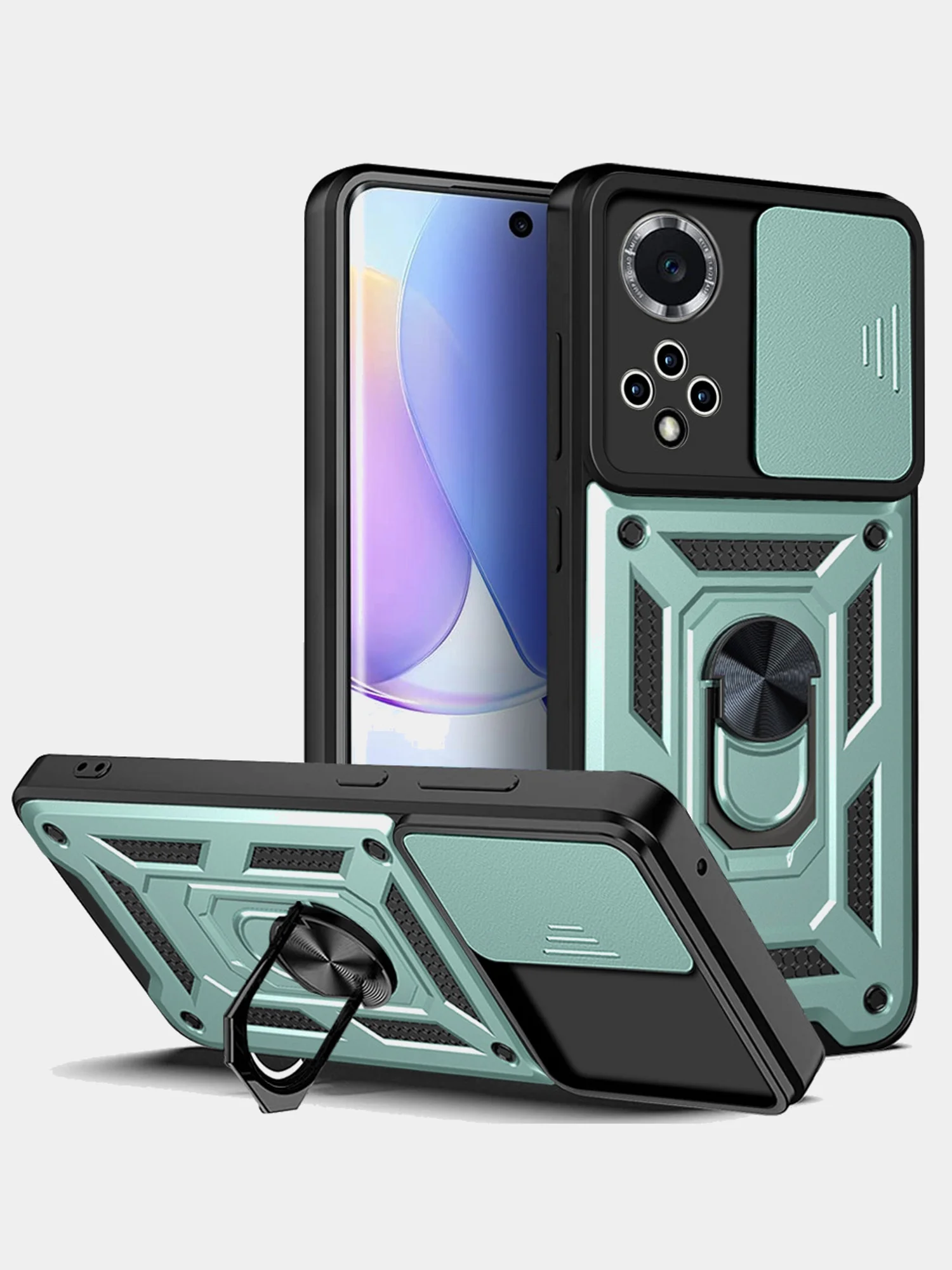 Зеленый чехол противоударный armors для Honor 50 и Nova 9 / Хонор 50 и Нова 9 с защитой камеры