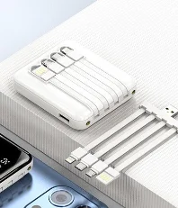 Powerbank со встроенными кабелями, Lightning, Type-C, фонарик, 20000 mAh