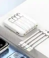 Powerbank со встроенными кабелями, Lightning, Type-C, фонарик, 20000 mAh
