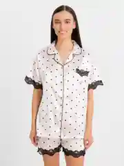 Белый пижама женская с шортами шелковая