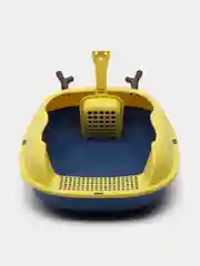 Желтый лоток для кошек с бортами. Лопатка в подарок