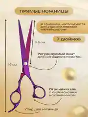 Пурпурный набор цветных ножниц для стрижки волос и шерсти домашних животных из нержавеющей стали