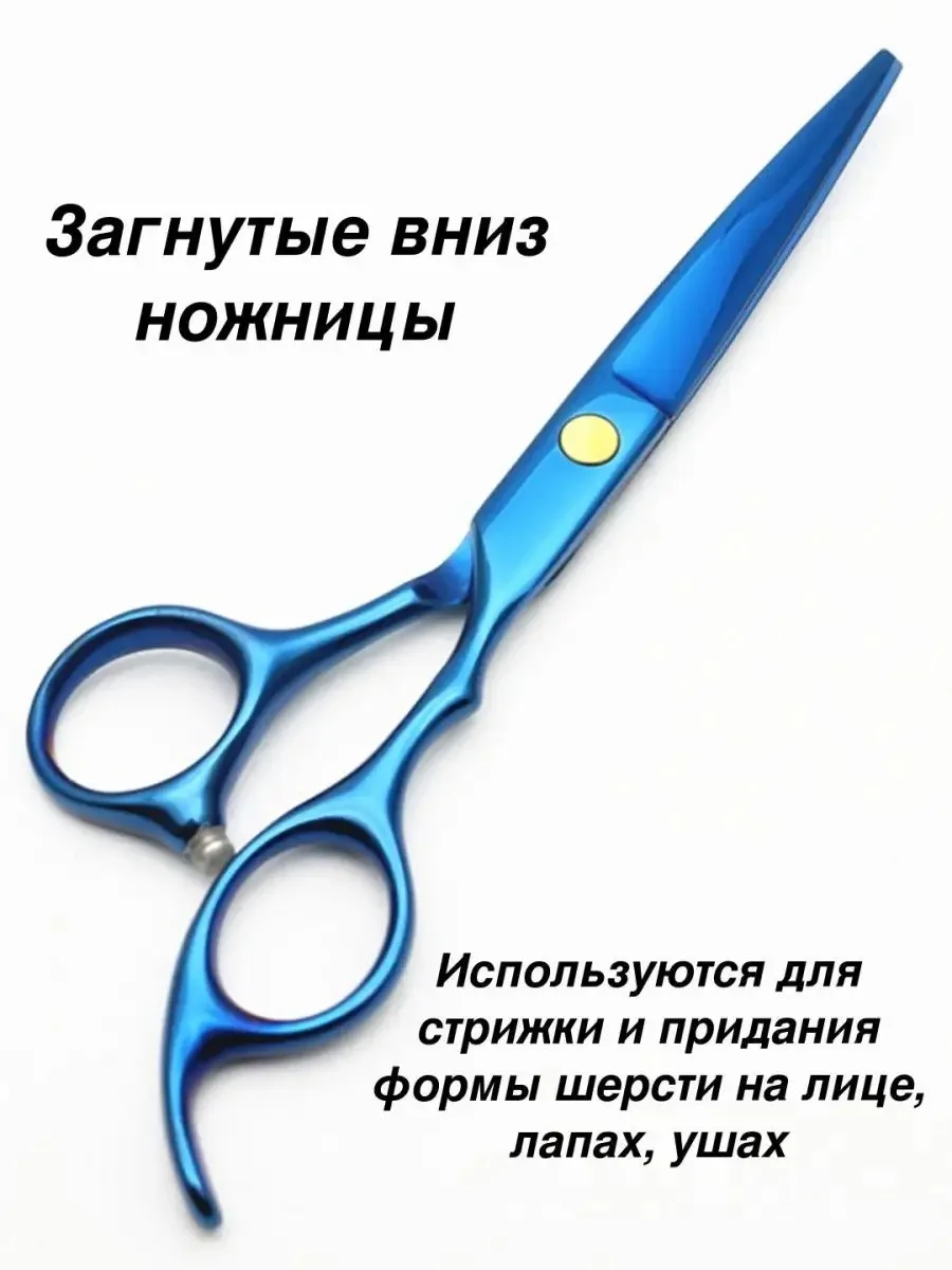 Синий набор цветных ножниц для стрижки волос и шерсти домашних животных из нержавеющей стали