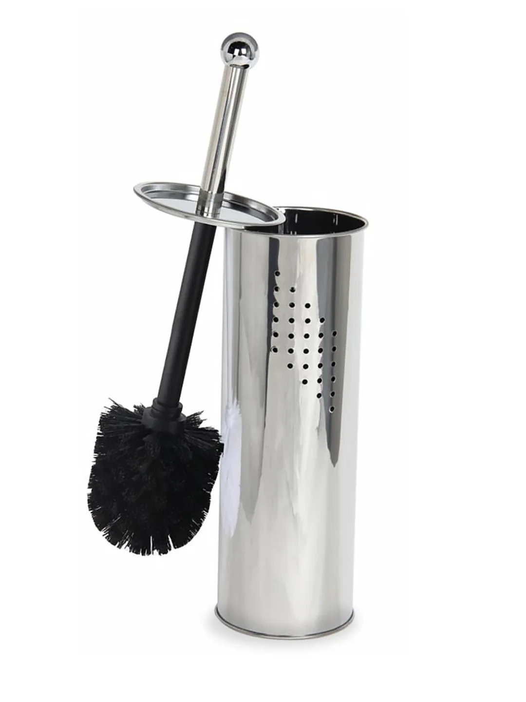 Ершик KROFFOS Stylo black для туалета, с подставкой и крышкой из металла