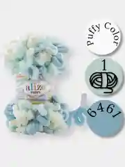 Светло-синий пряжа Alize Puffy Color 100% Микрополиэстер 100г  9м