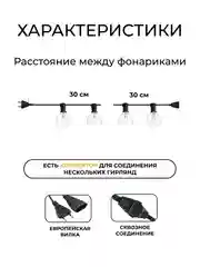 Белый уличная ретро гирлянда G40, 7,6 м, 25 огней