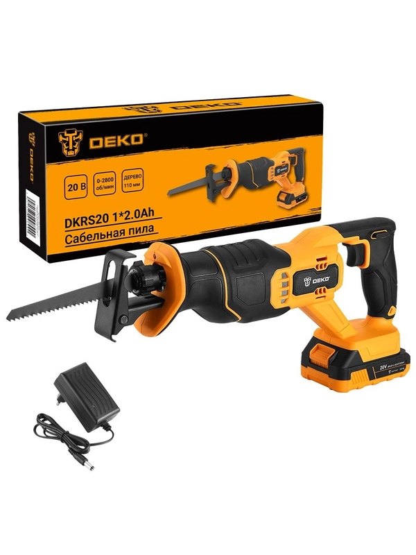 Сабельная пила аккумуляторная DEKO DKRS20 20В 1*2.0Ач
