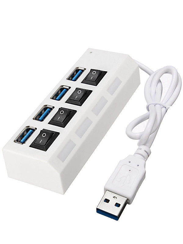 USB хаб Pro Legend, 4 порта USB 2.0, с выключателем, 480mbps, белый