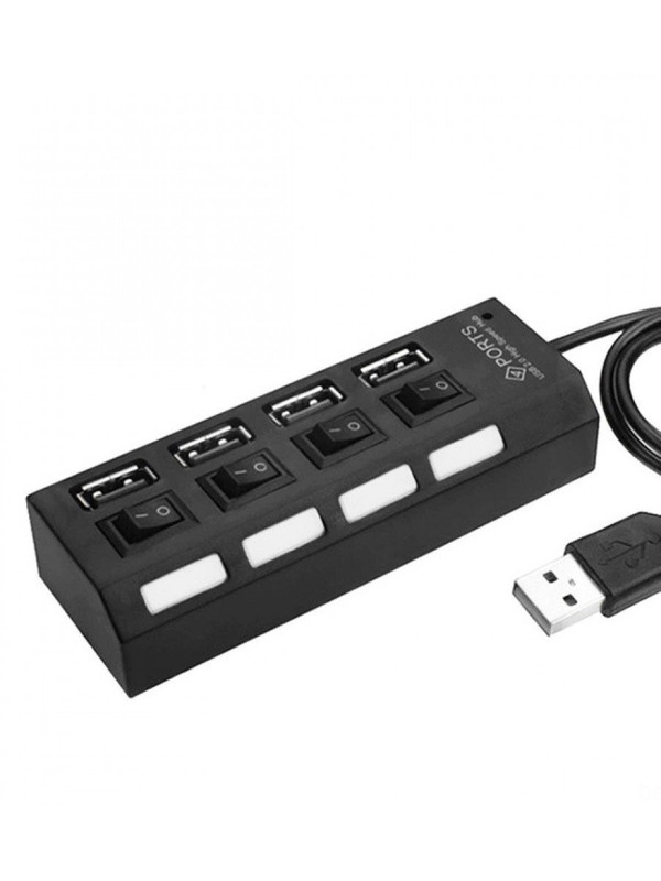 USB хаб Pro Legend, 4 порта USB 2.0, с выключателем, 480mbps, черный