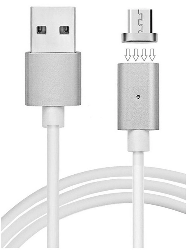 Магнитный кабель Pro Legend USB 2.0 A вилка <--> Micro USB, белый 1 м.