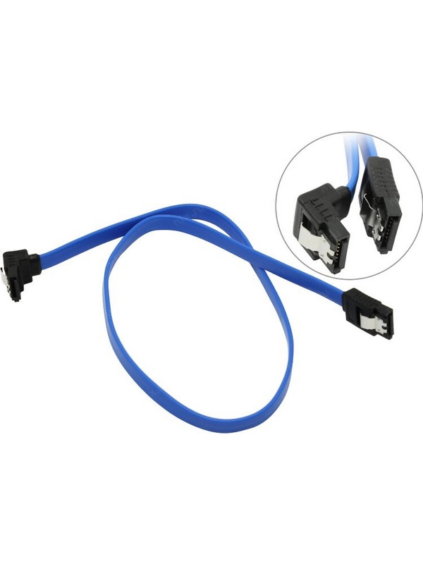 Кабель Serial ATA (Sata), (Г-образный коннектор) синий, 40 см