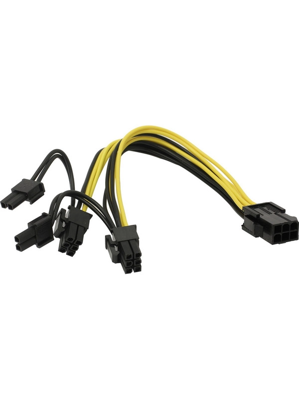 Переходник питания для видеокарт 6pin-> 2x6 / 8pin, 15 см
