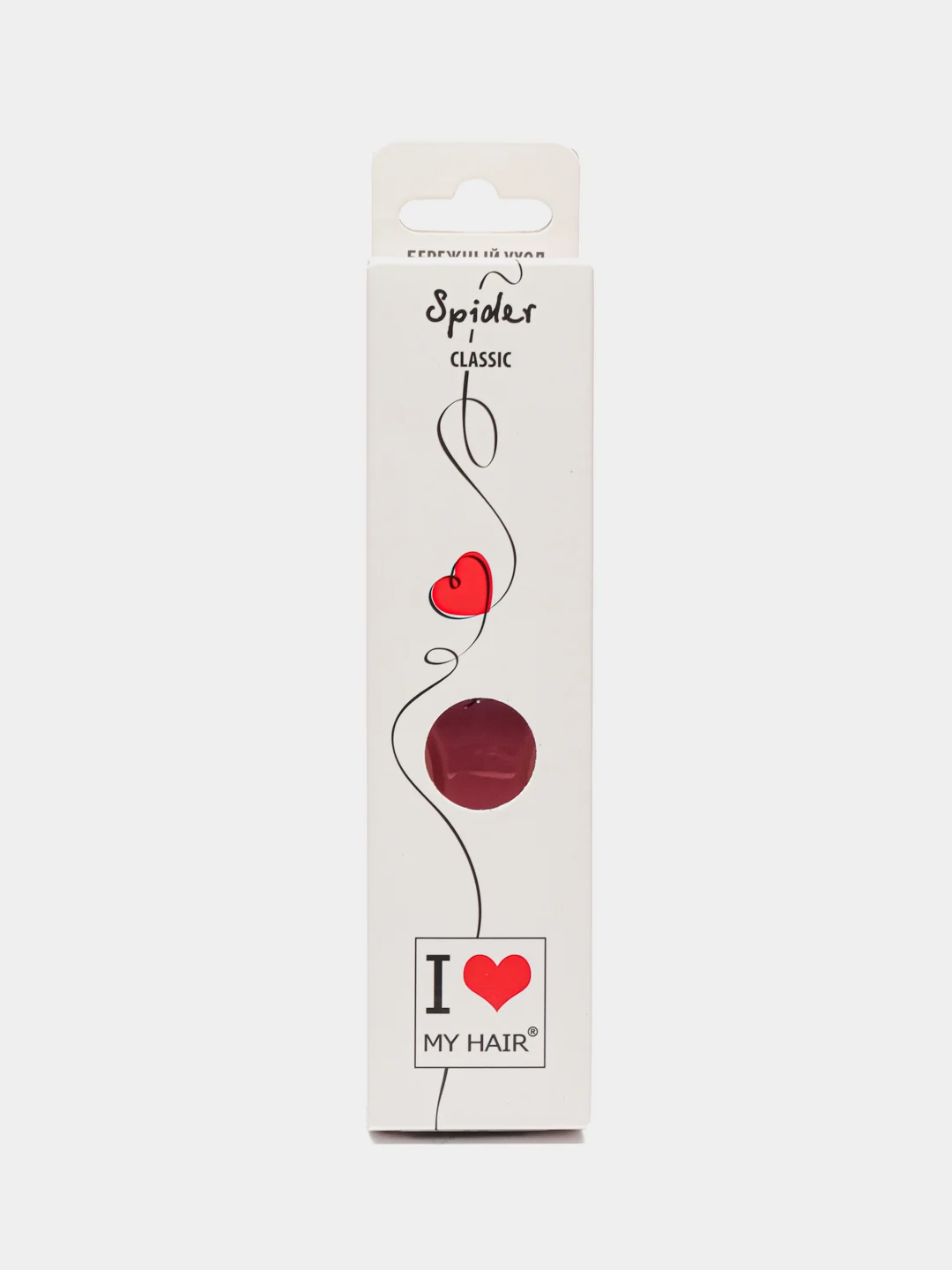 Розовый i LOVE MY HAIR / Щетка, расческа для волос Spider Classic 1503 глянцевая, размер S