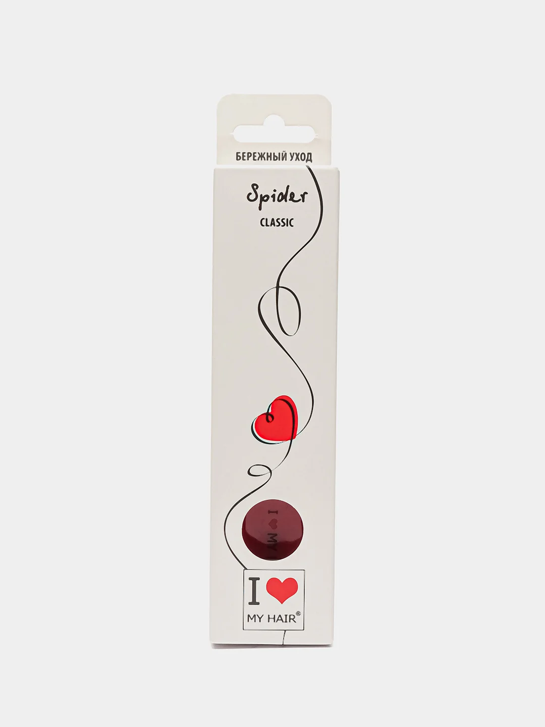 Бордовый i LOVE MY HAIR / Щетка, расческа для волос Spider Classic 1503 глянцевая, размер S