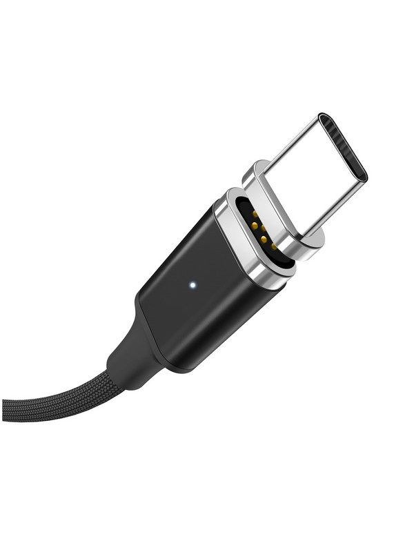 Магнитный кабель Pro Legend USB 2.0 A вилка <--> Type C, черный 1 м.