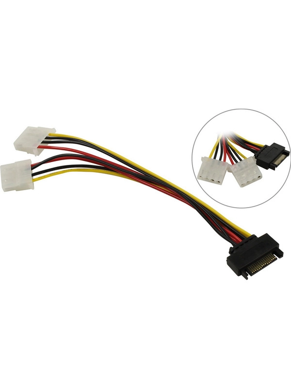 Переходник питания 1 SATA-M - 2 (big-F) Molex, 20см
