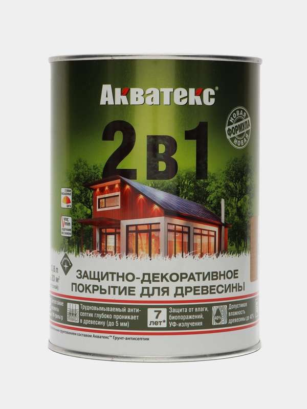 Акватекс 2 в 1, пропитка по дереву, цвет Дуб, 0,8 л