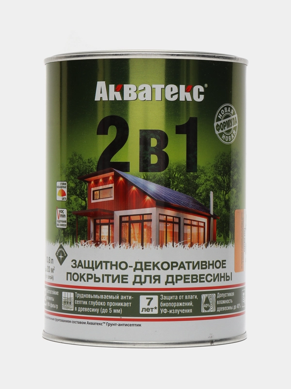 Акватекс 2 в 1, пропитка по дереву, цвет Орегон, 0,8 л
