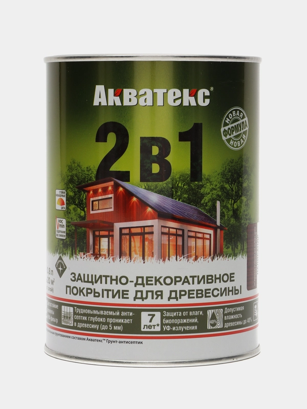 Акватекс 2 в 1, пропитка по дереву, цвет Палисандр, 0,8 л
