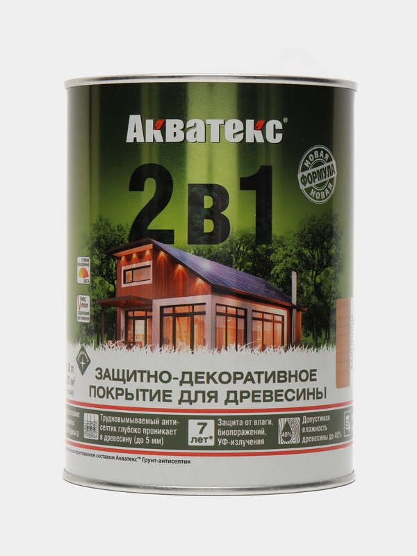 Акватекс 2 в 1, пропитка по дереву, цвет Калужница, 0,8 л
