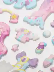 Голубой 3d стикеры, наклейки для девочки,кукла с одеждой