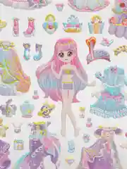Розовый 3d стикеры, наклейки для девочки,кукла с одеждой