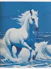 Картина по номерам на холсте 50*40, животные, лошадь  "Лошадка в воде"